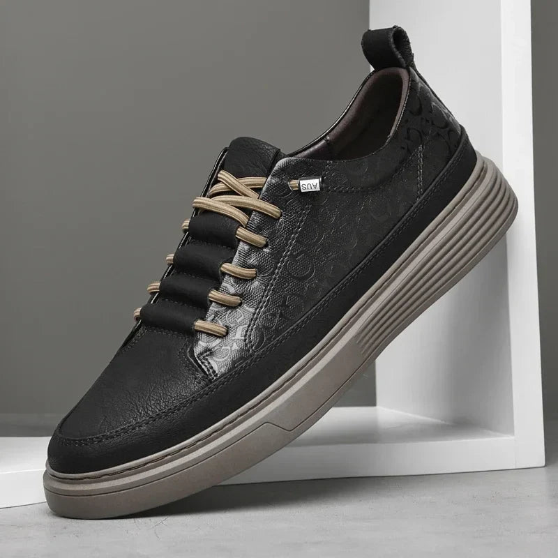 Mason | Chic Comfortable Mens White Leather Sneakers 0
