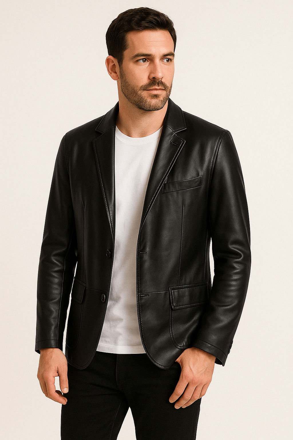 Mason | Stylish Black Faux Leather Jacket for Men 1