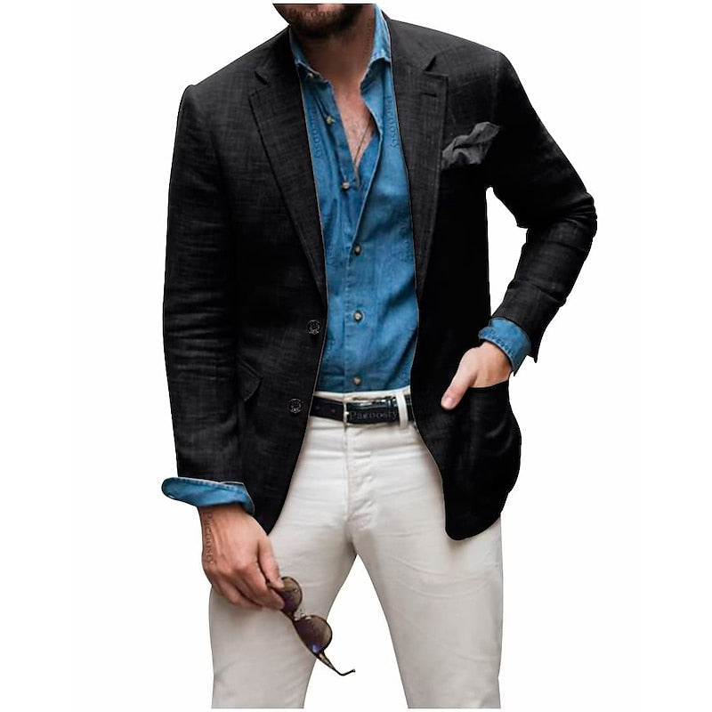 Men's Casual Linen Blazer Jacket - Lightweight, Breathable All-Season Wear for Versatile Style 10
