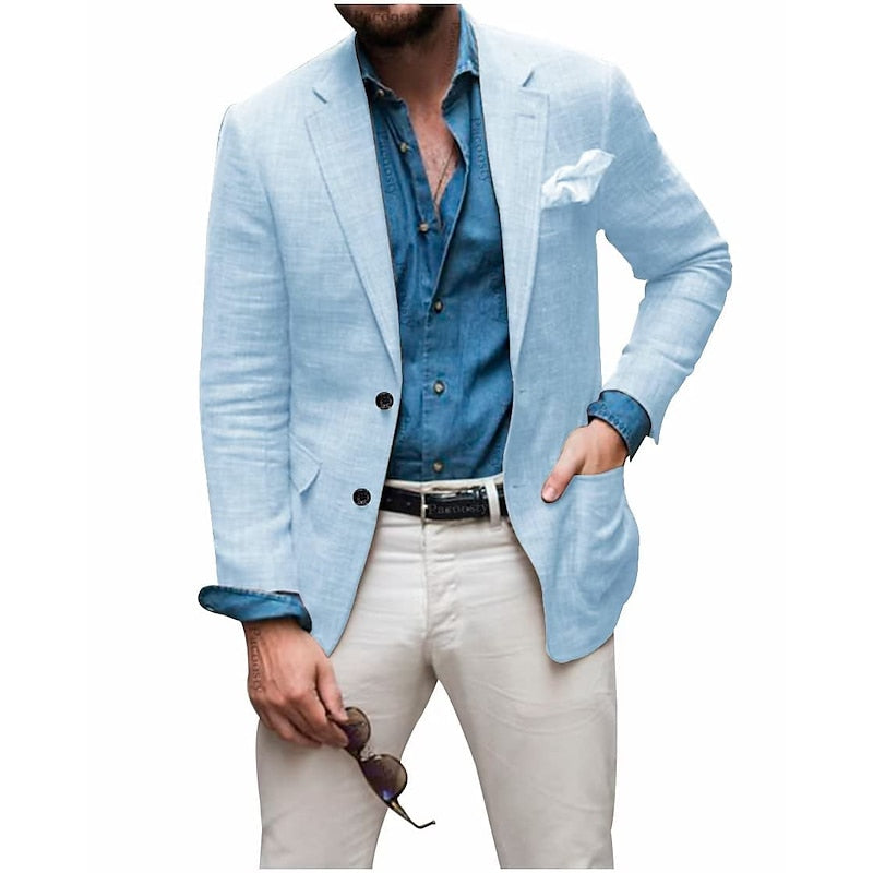 Men's Casual Linen Blazer Jacket - Lightweight, Breathable All-Season Wear for Versatile Style 12
