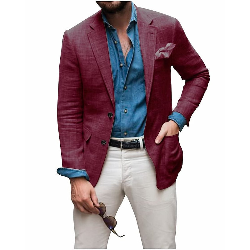 Men&#39;s Casual Linen Blazer Jacket - Lightweight, Breathable All-Season Wear for Versatile Style 13