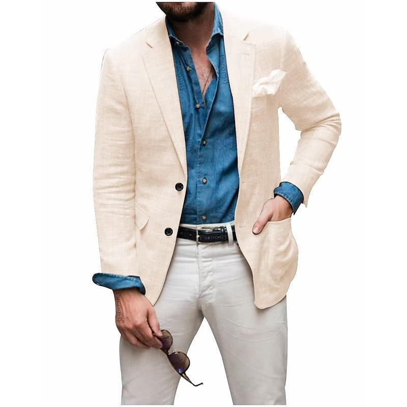 Men's Casual Linen Blazer Jacket - Lightweight, Breathable All-Season Wear for Versatile Style 7