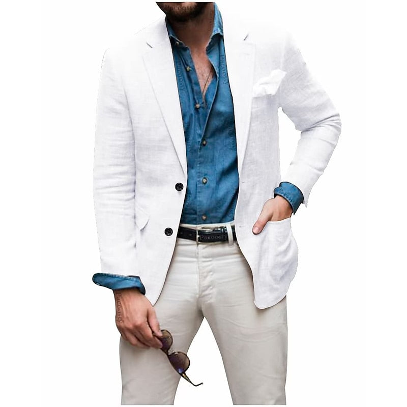 Men's Casual Linen Blazer Jacket - Lightweight, Breathable All-Season Wear for Versatile Style 9