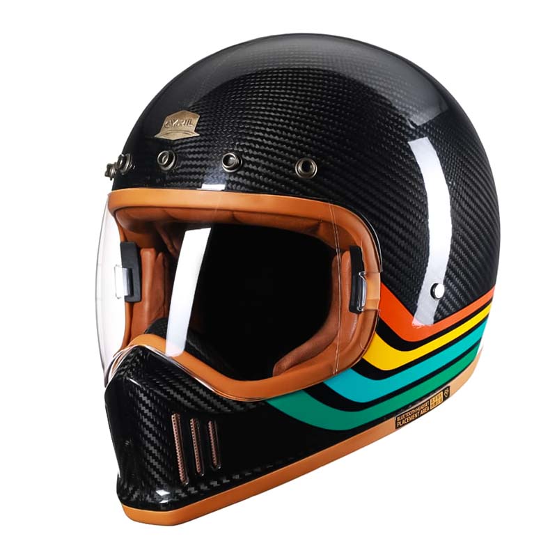 Men's Full Face Motorcycle Helmet Carbon Fiber Lightweight DOT ECE Approved 0