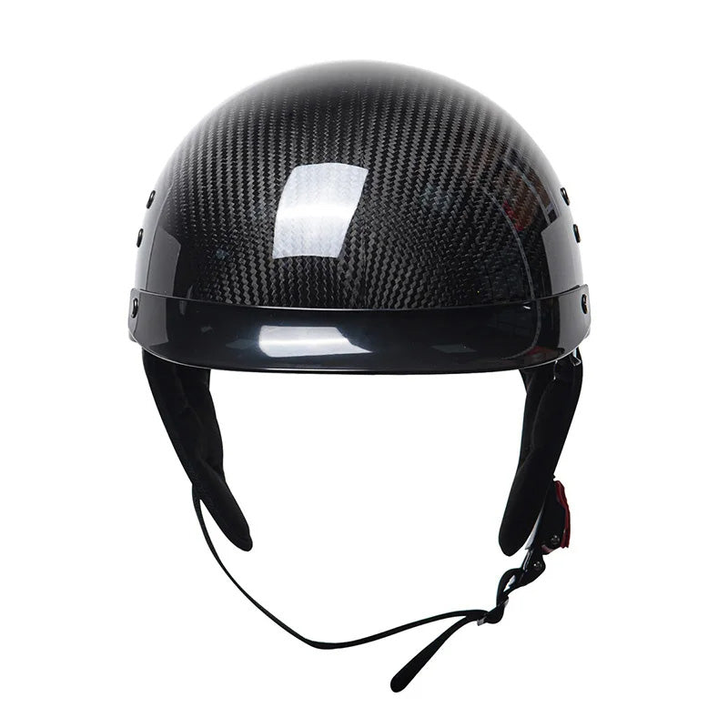 Men’s Half-Face Helmet Carbon Fiber Lightweight Retro Style 1