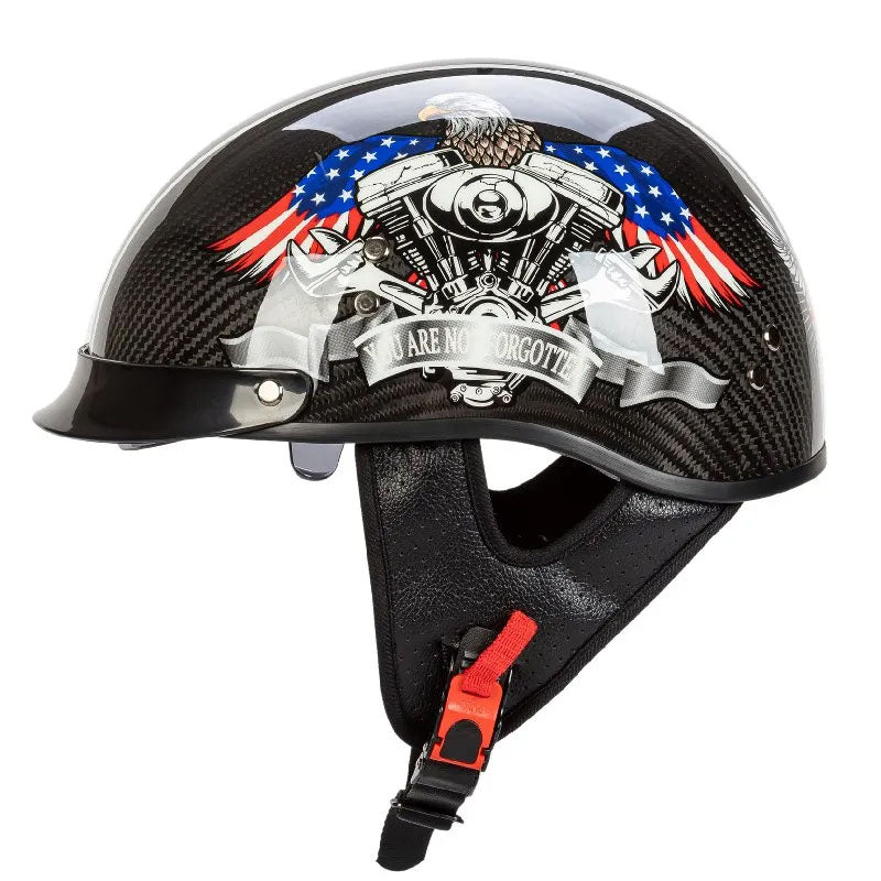 Men’s Half-Face Helmet Carbon Fiber Lightweight Retro Style 4