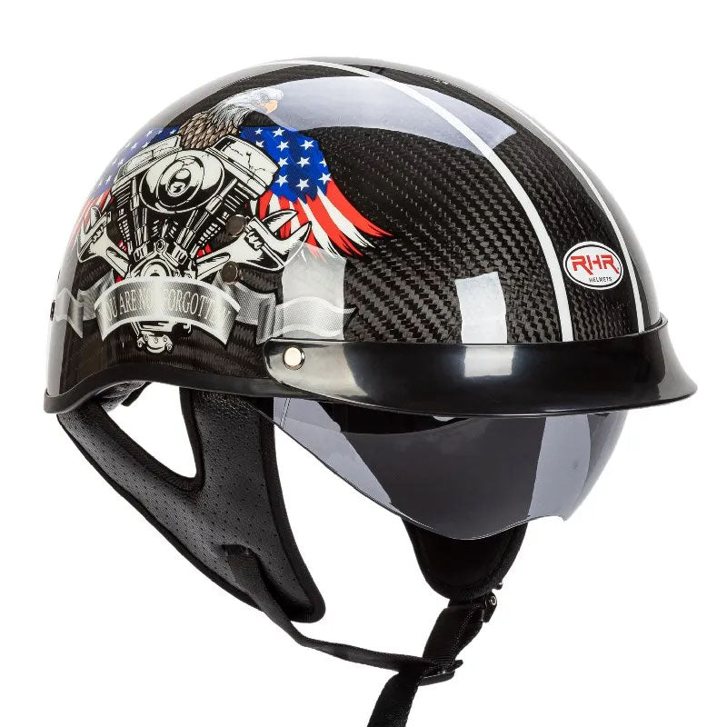 Men’s Half-Face Helmet Carbon Fiber Lightweight Retro Style 5