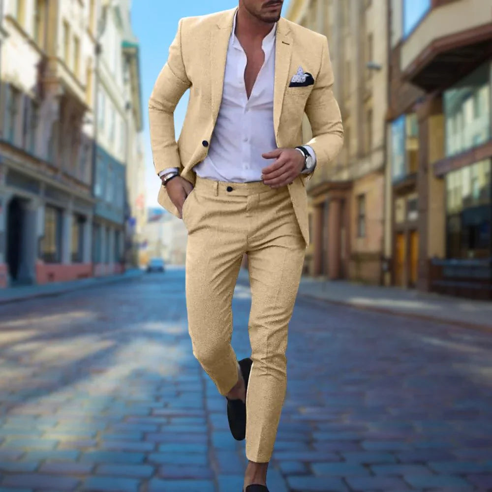 Men's Linen Slim Fit Suit for Weddings & Formal Events 1