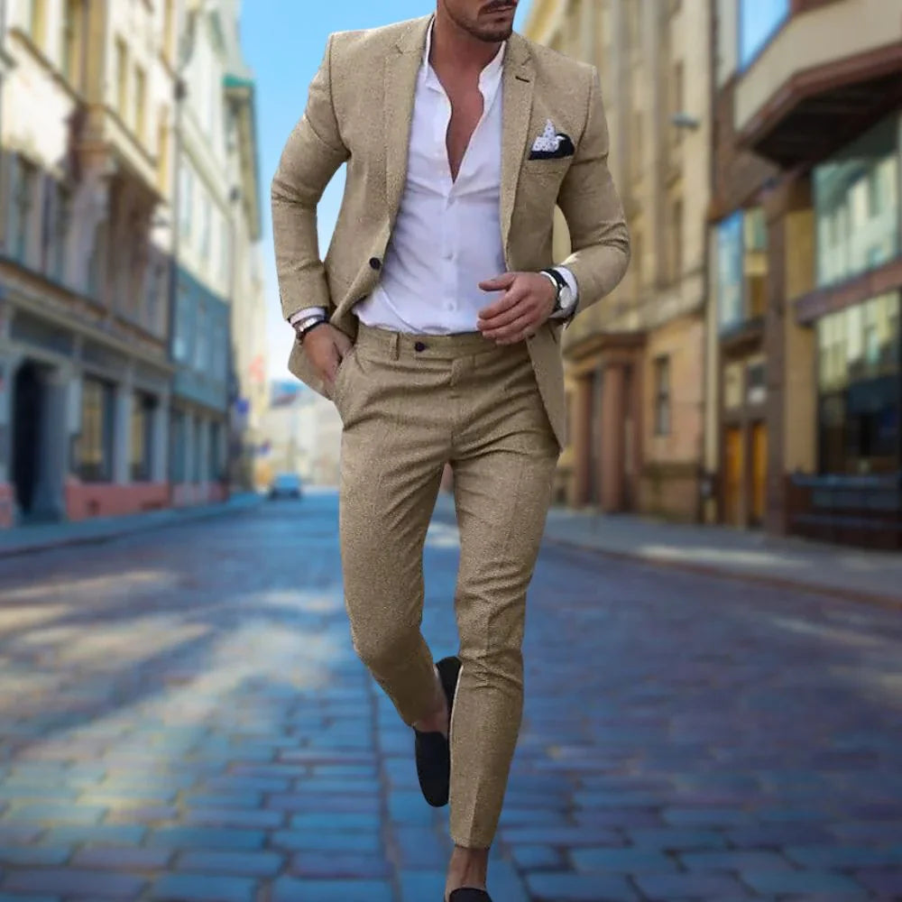 Men&#39;s Linen Slim Fit Suit for Weddings &amp; Formal Events 8
