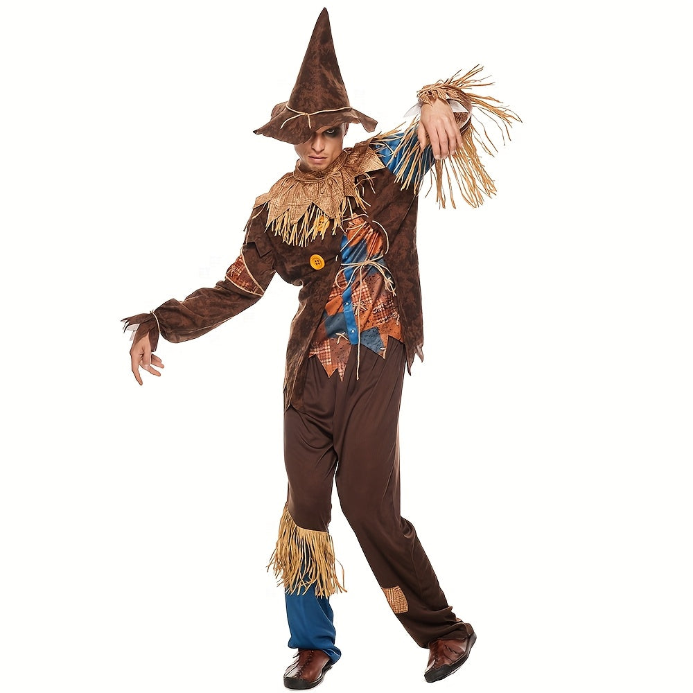Men’s Long Sleeve Halloween Scarecrow Costume Set | Classic 3