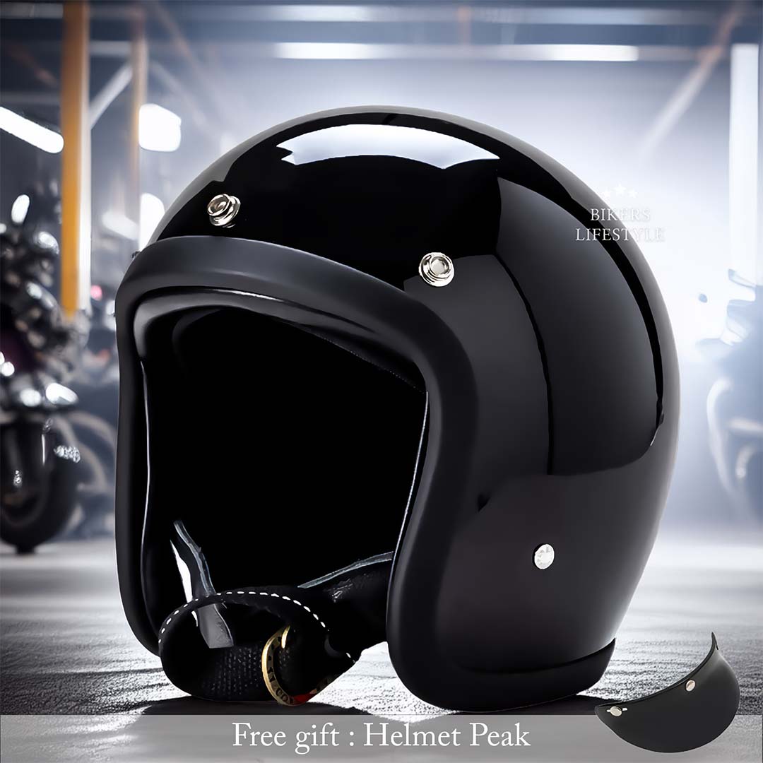 Men’s Low Profile Motorcycle Helmet Vintage DOT ECE Approved Fiberglass 0