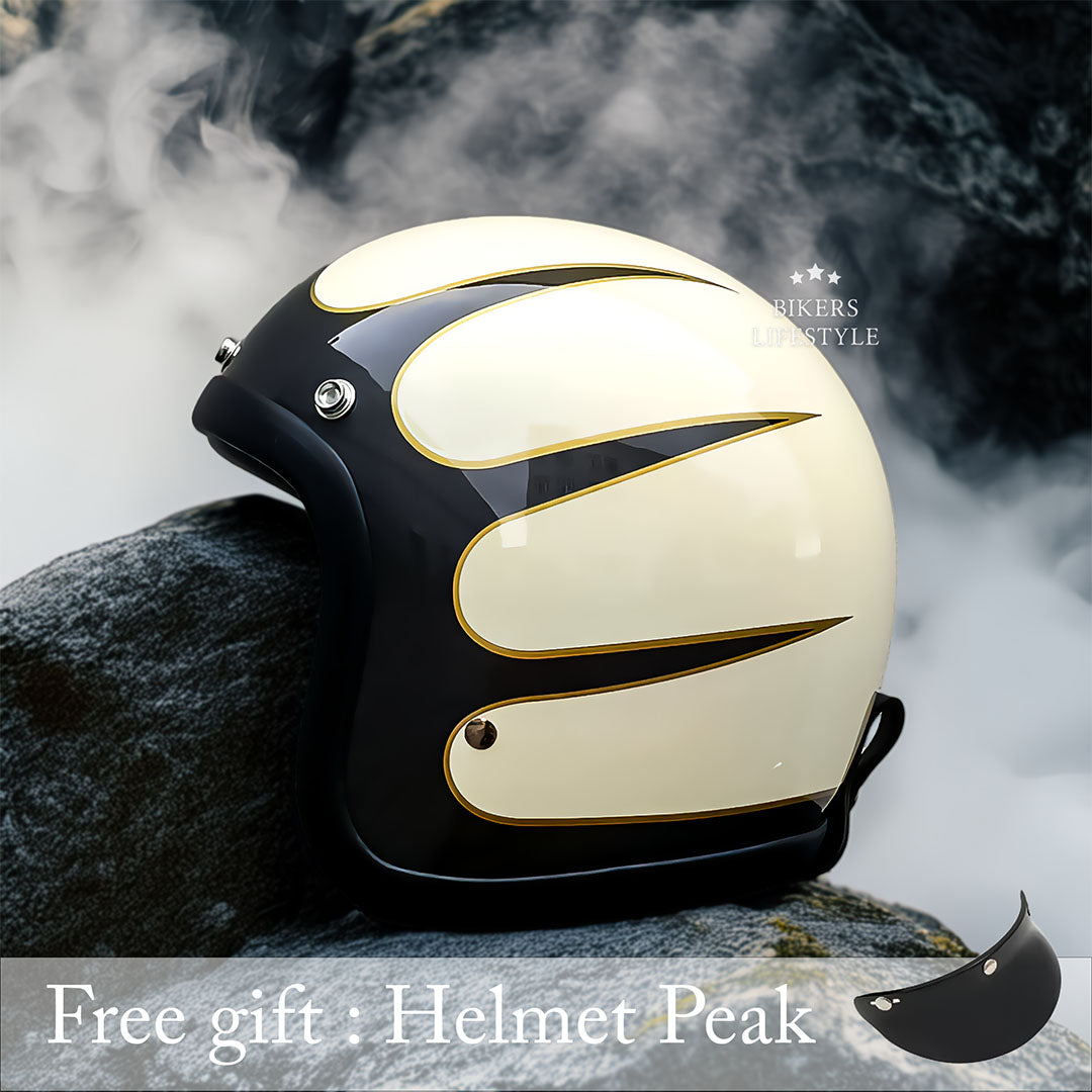 Men’s Low Profile Motorcycle Helmet Vintage DOT ECE Approved Fiberglass 10