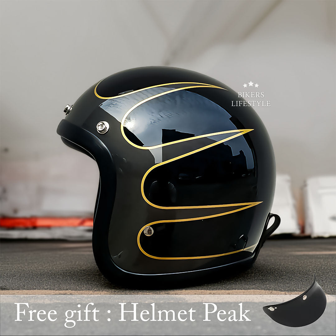 Men’s Low Profile Motorcycle Helmet Vintage DOT ECE Approved Fiberglass 11