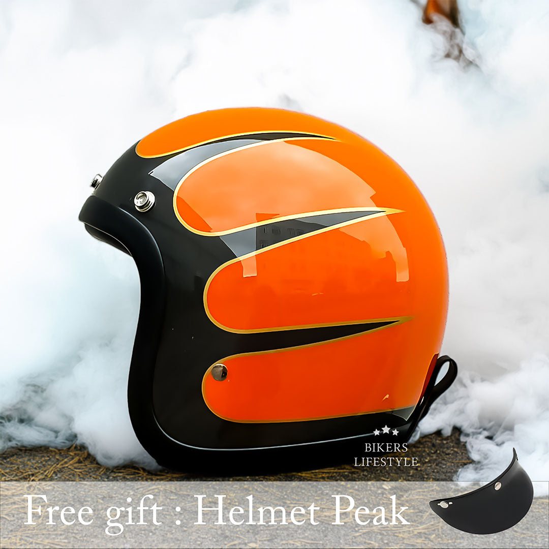 Men’s Low Profile Motorcycle Helmet Vintage DOT ECE Approved Fiberglass 12