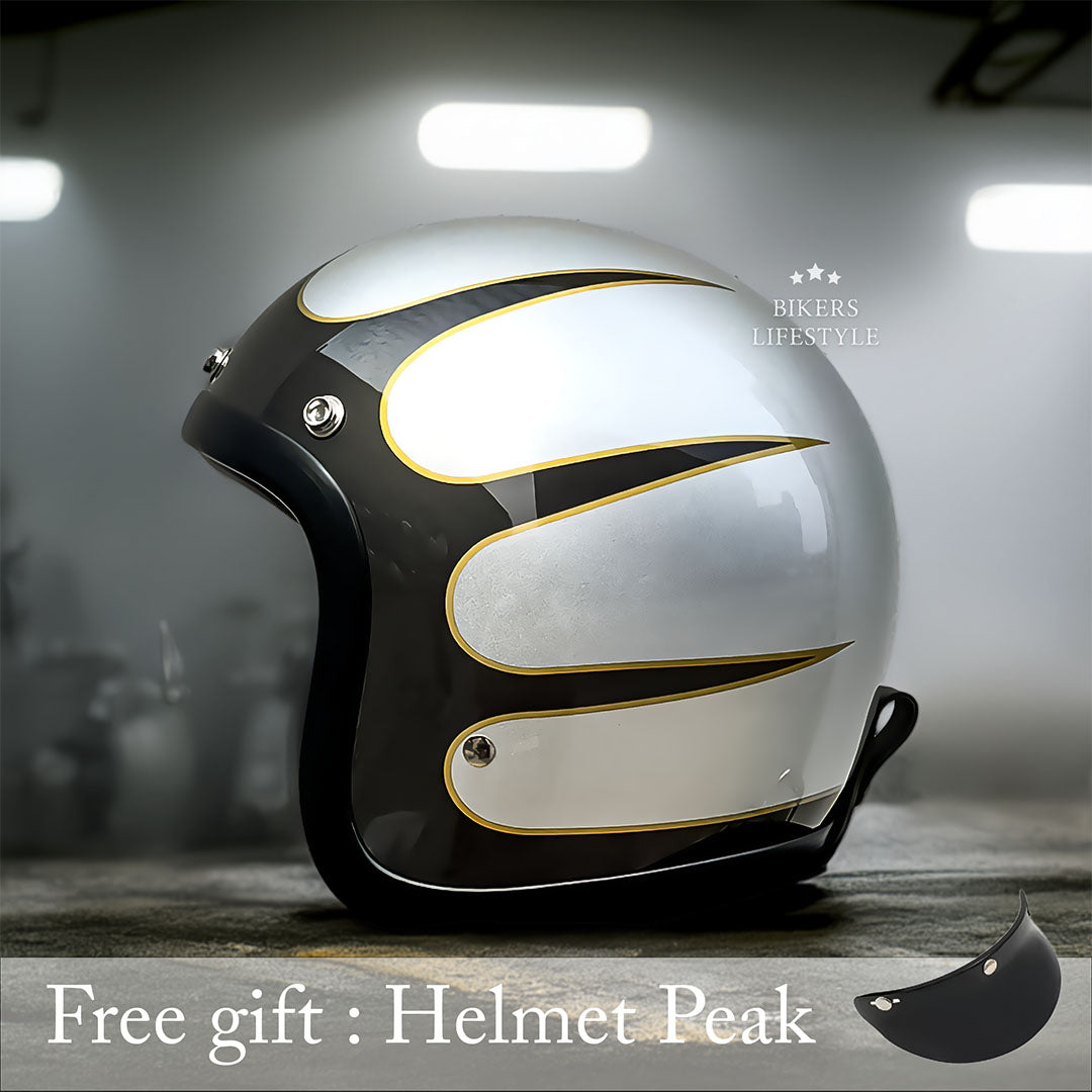Men’s Low Profile Motorcycle Helmet Vintage DOT ECE Approved Fiberglass 14
