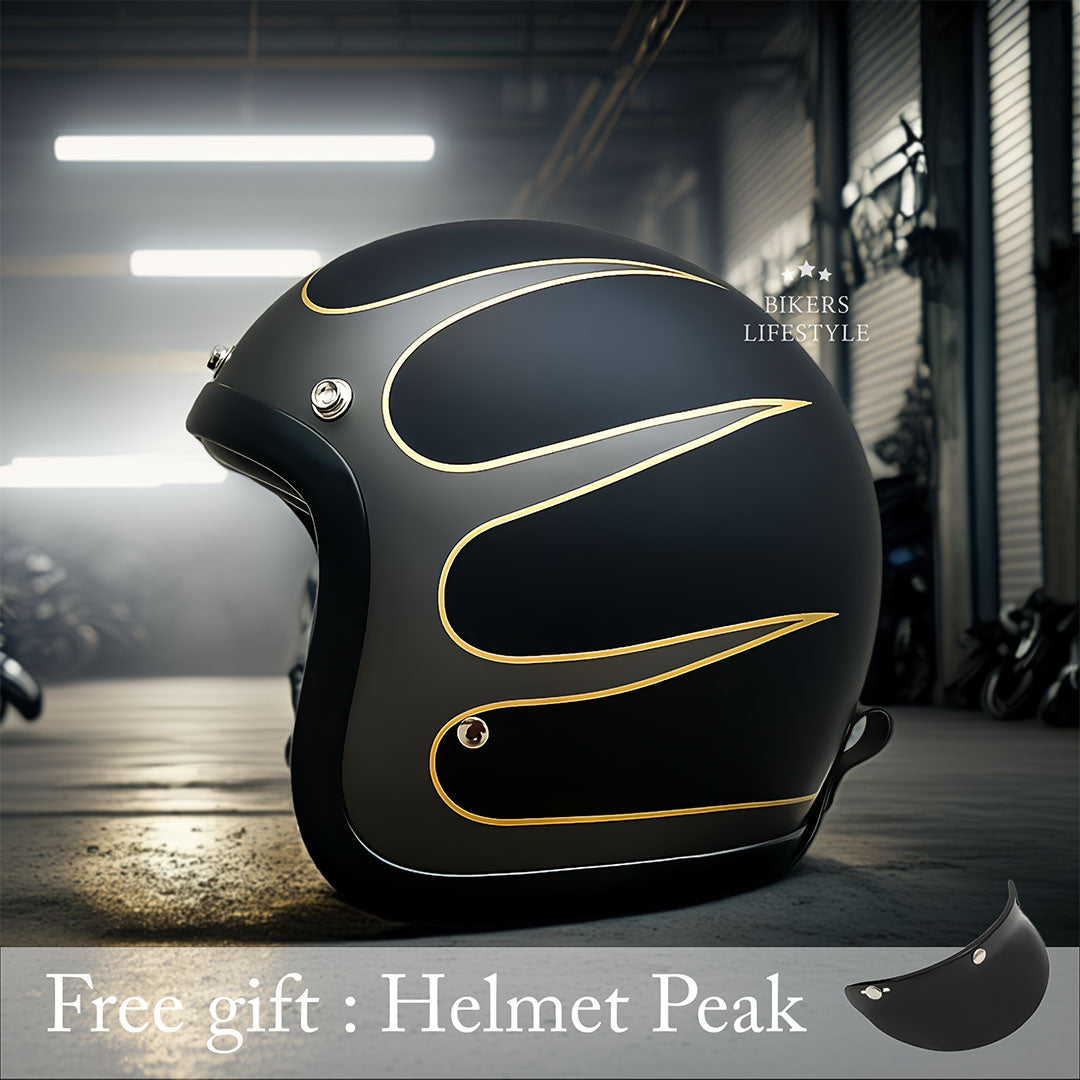 Men’s Low Profile Motorcycle Helmet Vintage DOT ECE Approved Fiberglass 15
