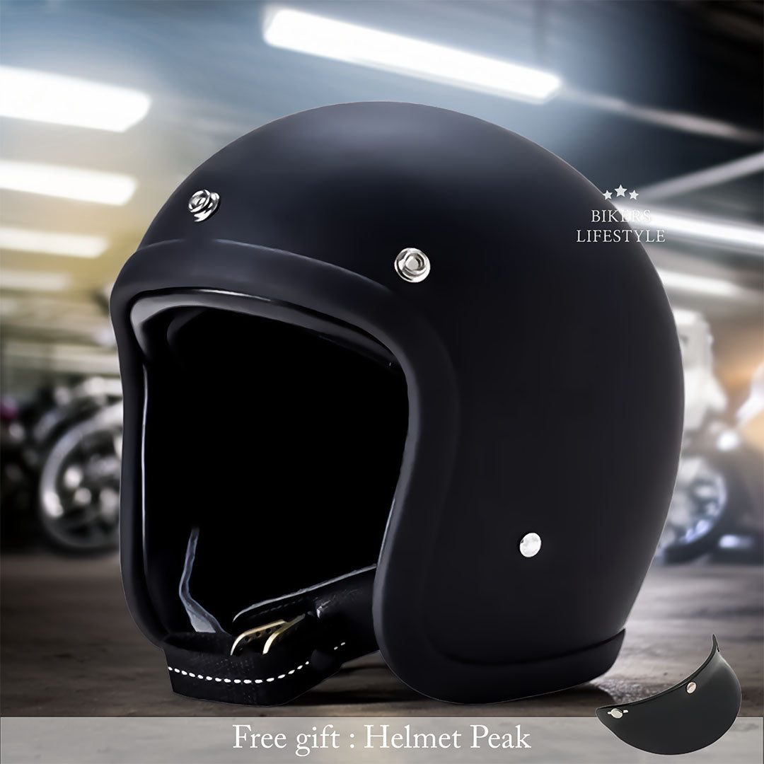 Men’s Low Profile Motorcycle Helmet Vintage DOT ECE Approved Fiberglass 3
