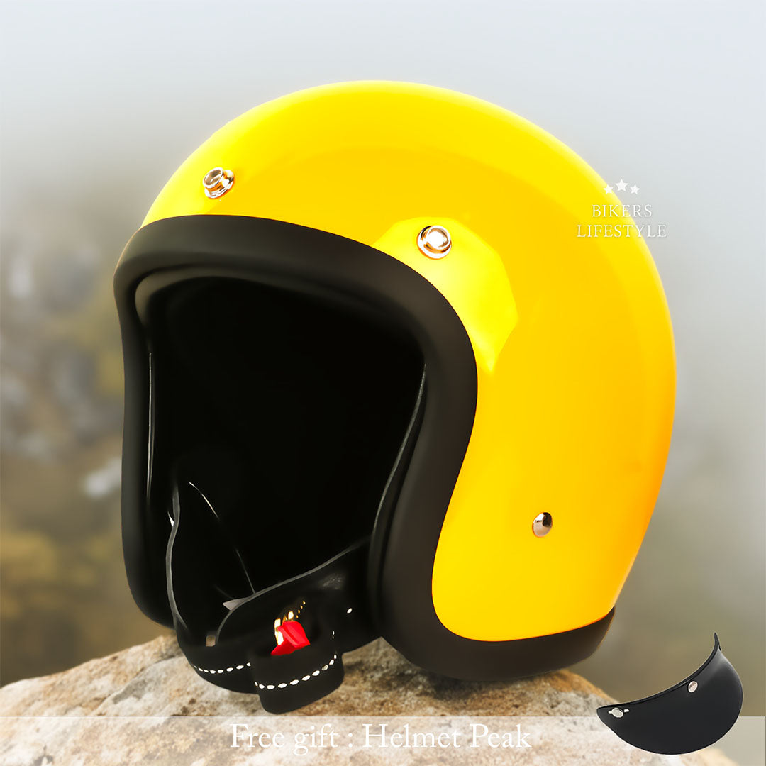 Men’s Low Profile Motorcycle Helmet Vintage DOT ECE Approved Fiberglass 6
