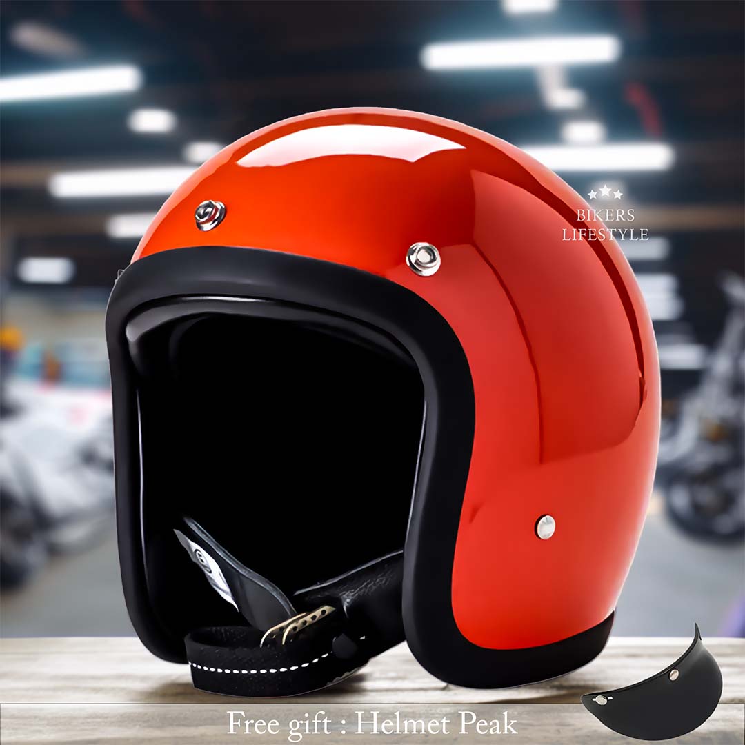 Men’s Low Profile Motorcycle Helmet Vintage DOT ECE Approved Fiberglass 7