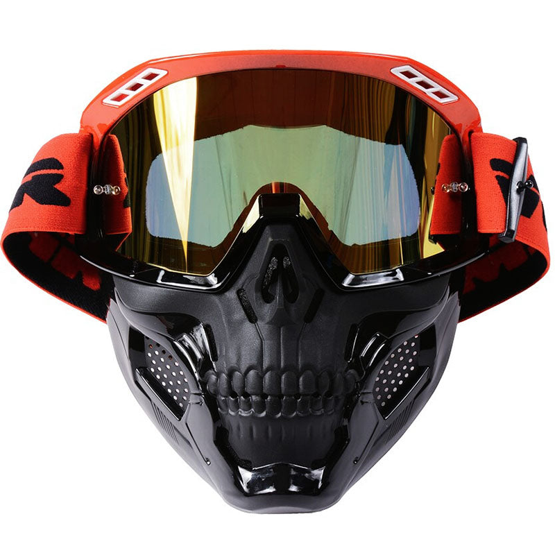 Men’s Motorcycle Goggles Impact-Resistant PC Lens Removable Mask 0