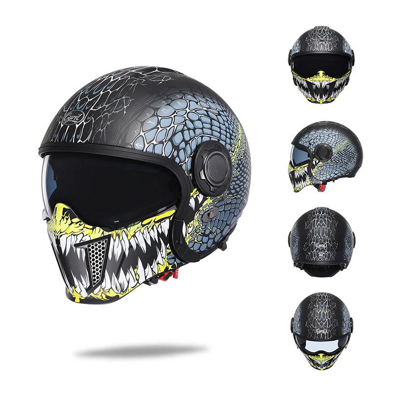 Men’s Motorcycle Helmet Double Lens Vintage Modular ABS 10