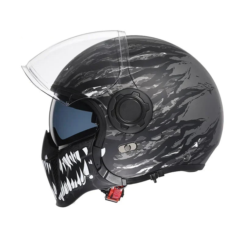 Men’s Motorcycle Helmet Double Lens Vintage Modular ABS 11