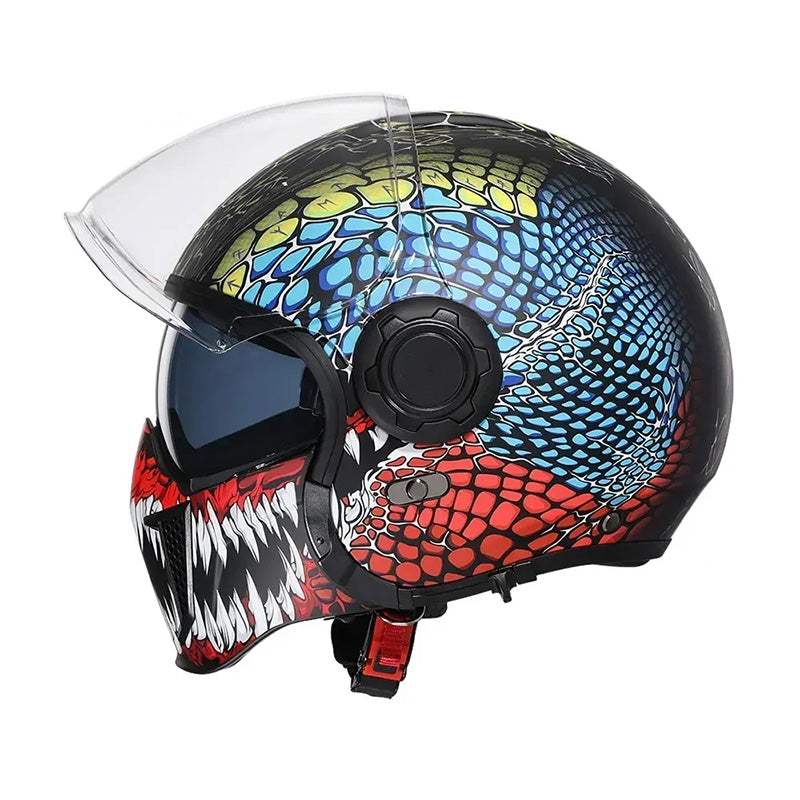 Men’s Motorcycle Helmet Double Lens Vintage Modular ABS 12