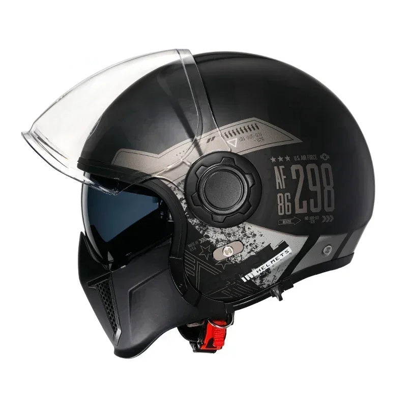 Men’s Motorcycle Helmet Double Lens Vintage Modular ABS 13