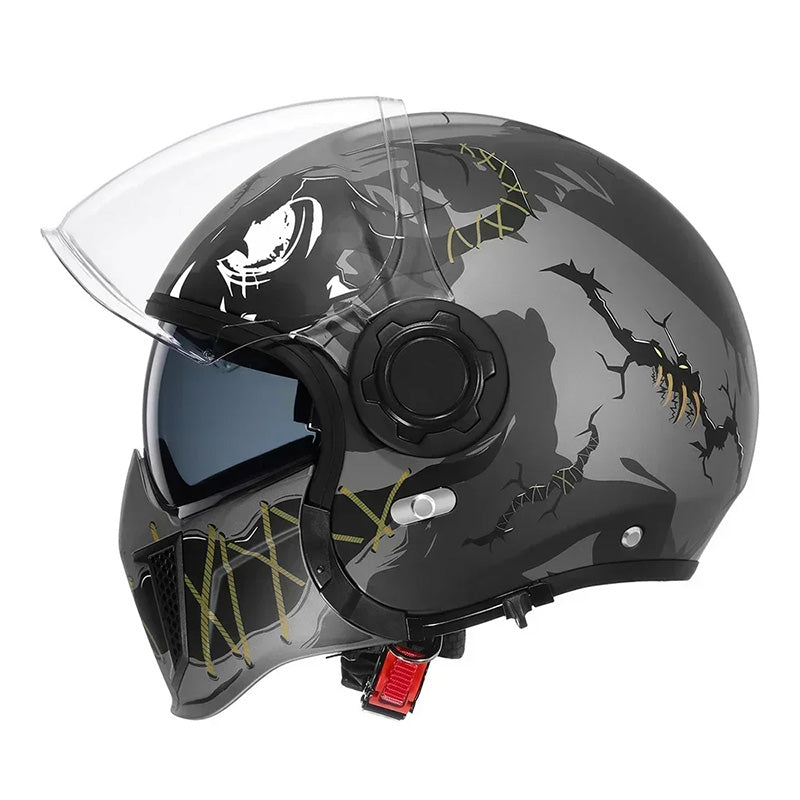Men’s Motorcycle Helmet Double Lens Vintage Modular ABS 14