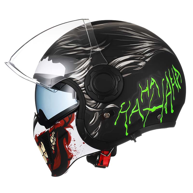 Men’s Motorcycle Helmet Double Lens Vintage Modular ABS 15