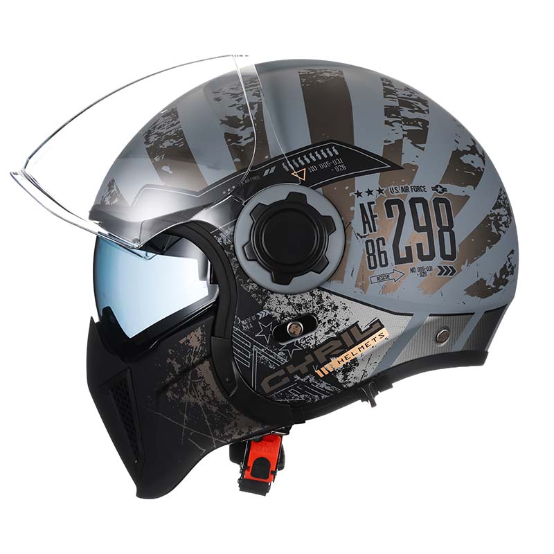 Men’s Motorcycle Helmet Double Lens Vintage Modular ABS 6