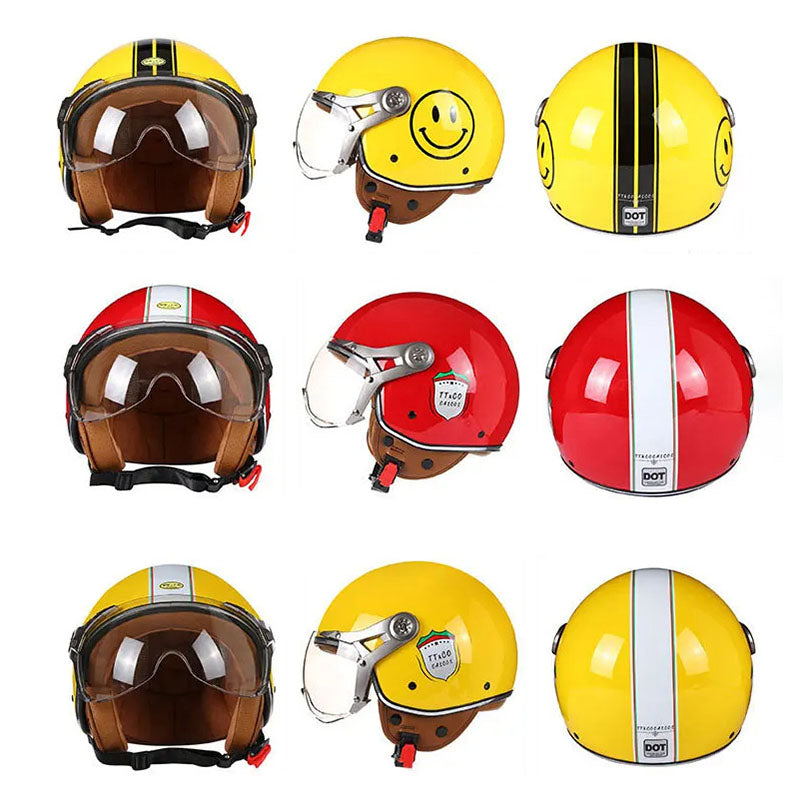 Men’s Motorcycle Helmet Lightweight ABS Vintage Racer with Leather Lining 2