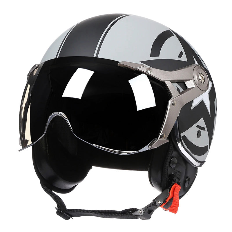 Men’s Motorcycle Helmet Lightweight ABS Vintage Racer with Leather Lining 3