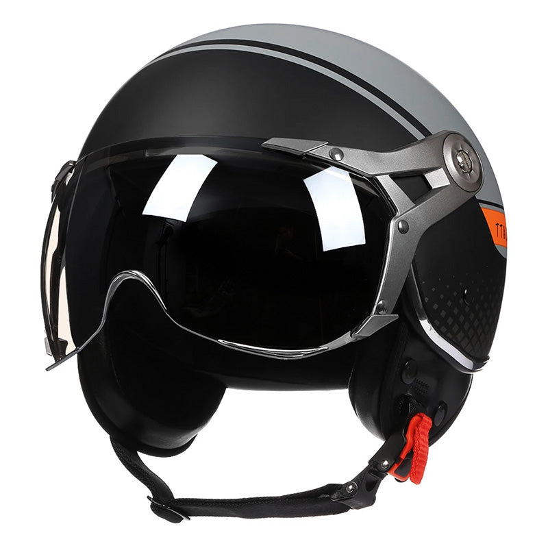 Men’s Motorcycle Helmet Lightweight ABS Vintage Racer with Leather Lining 7