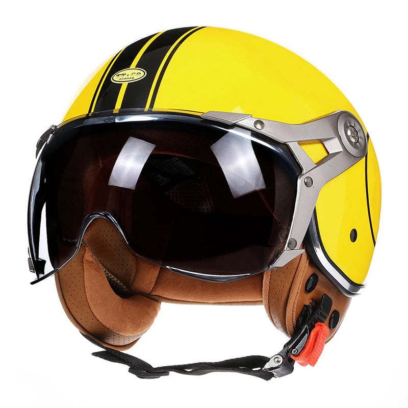 Men’s Motorcycle Helmet Lightweight ABS Vintage Racer with Leather Lining 8