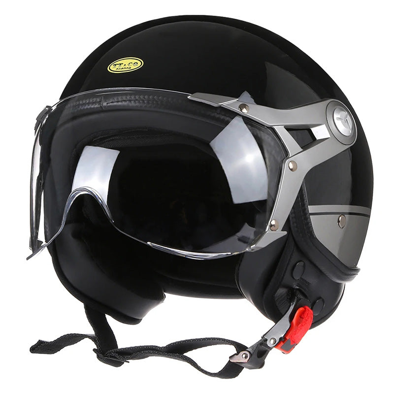 Men’s Motorcycle Helmet Lightweight ABS Vintage Racer with Leather Lining 9