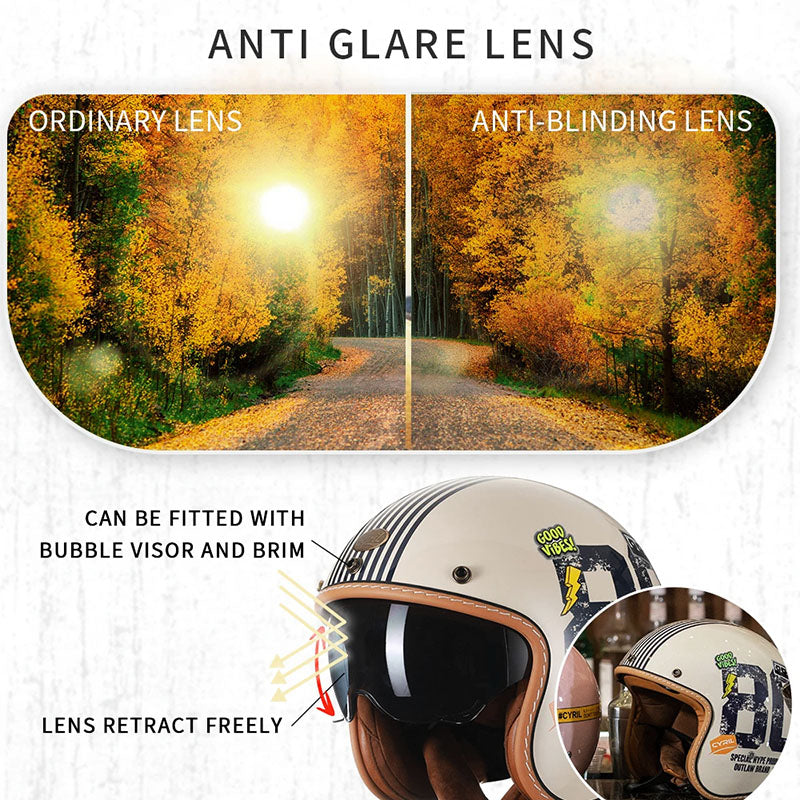 Men’s Open Face Motorcycle Helmet Lightweight ABS with EPS Foam 5