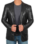 Men's Premium Leather Modern Cut Blazer Jacket 1