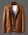 Men's Premium Leather Modern Cut Blazer Jacket 4