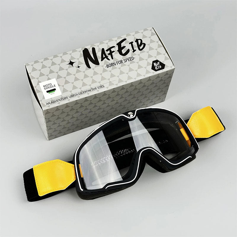 Men&#39;s Retro Motorcycle Goggles Fit Over Glasses Durable UV Protection HD Lens 11