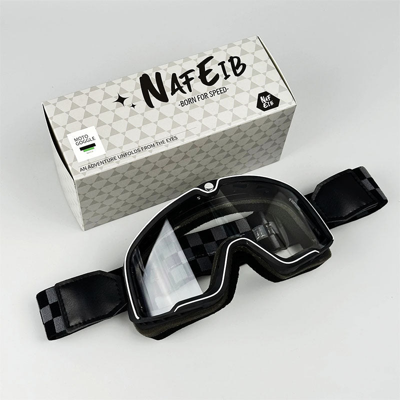 Men&#39;s Retro Motorcycle Goggles Fit Over Glasses Durable UV Protection HD Lens 13