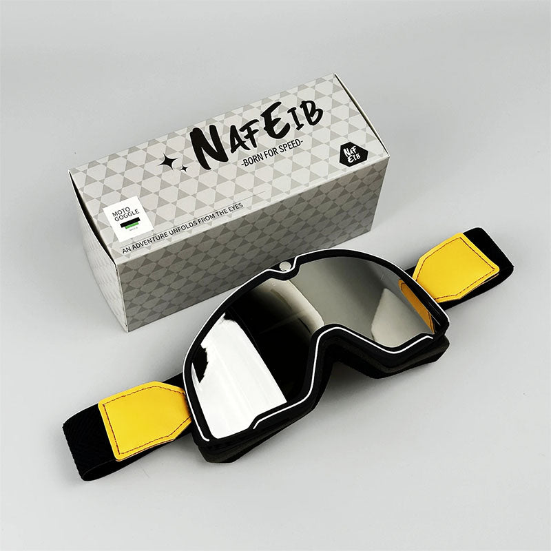 Men&#39;s Retro Motorcycle Goggles Fit Over Glasses Durable UV Protection HD Lens 14