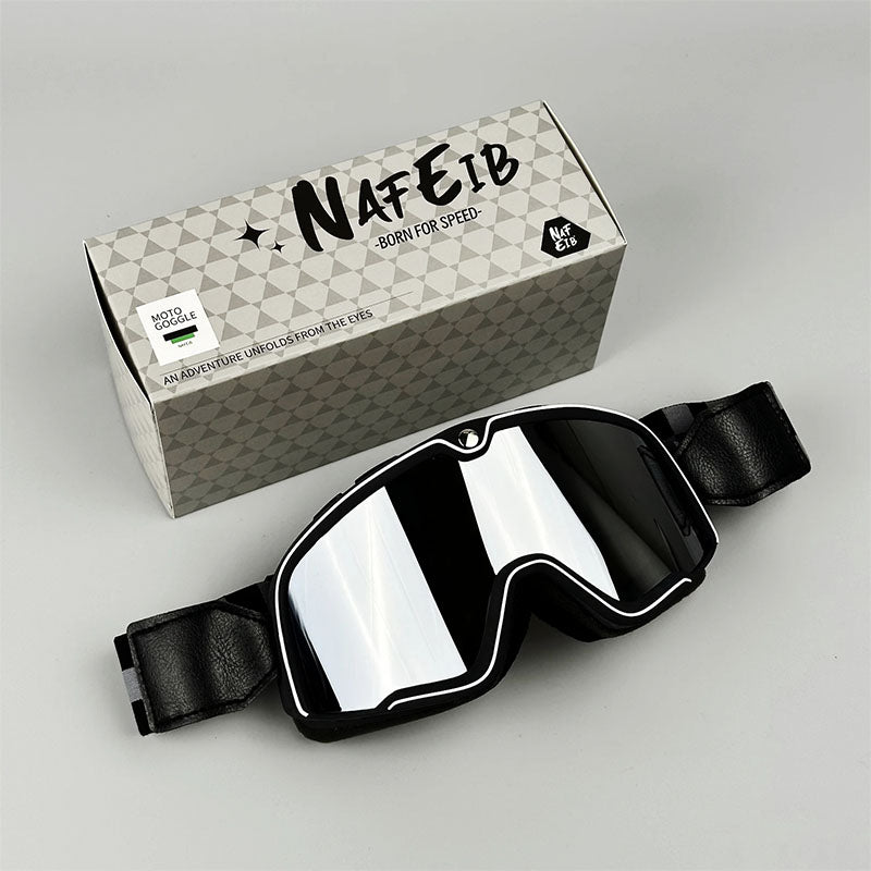 Men&#39;s Retro Motorcycle Goggles Fit Over Glasses Durable UV Protection HD Lens 15