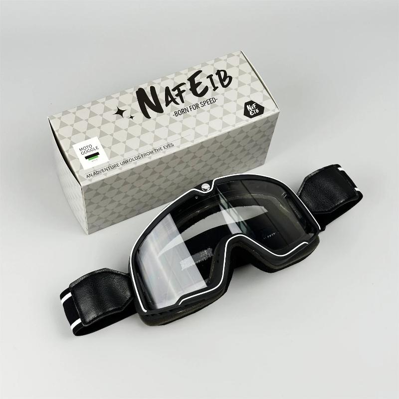 Men&#39;s Retro Motorcycle Goggles Fit Over Glasses Durable UV Protection HD Lens 6