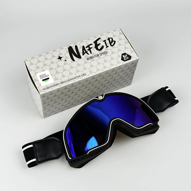 Men&#39;s Retro Motorcycle Goggles Fit Over Glasses Durable UV Protection HD Lens 7