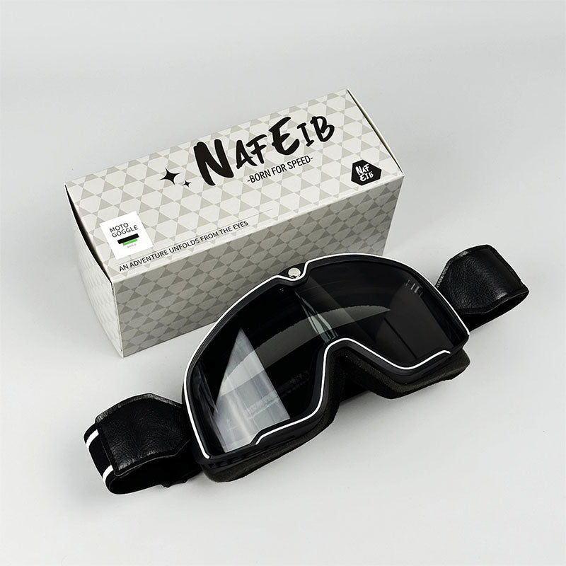 Men&#39;s Retro Motorcycle Goggles Fit Over Glasses Durable UV Protection HD Lens 8