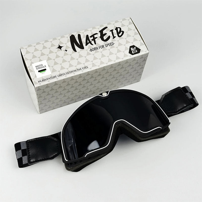 Men&#39;s Retro Motorcycle Goggles Fit Over Glasses Durable UV Protection HD Lens 9