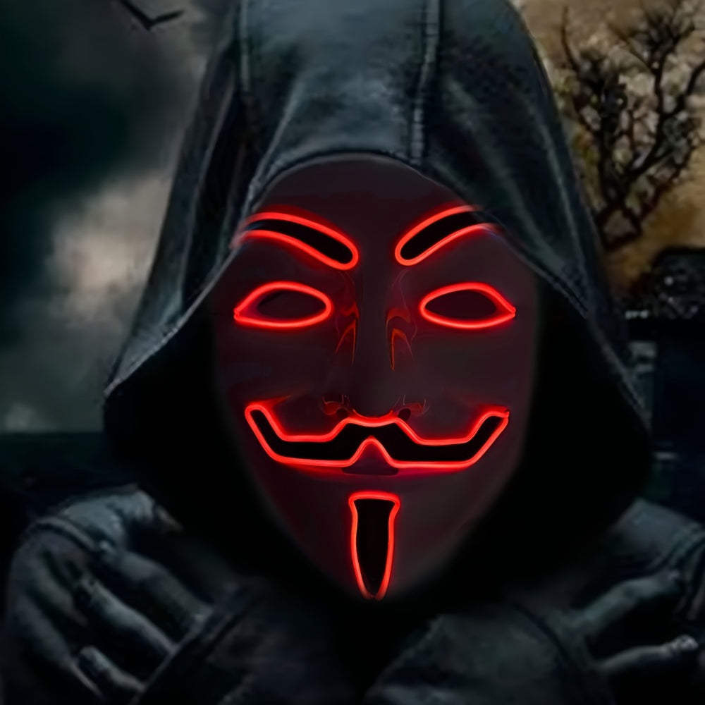 Men’s Scary LED Halloween Mask | Light Up Anonymous Cosplay 1