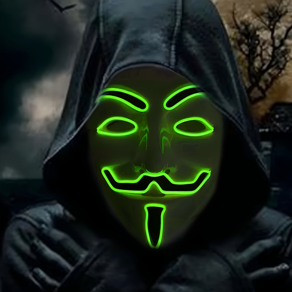 Men’s Scary LED Halloween Mask | Light Up Anonymous Cosplay 5