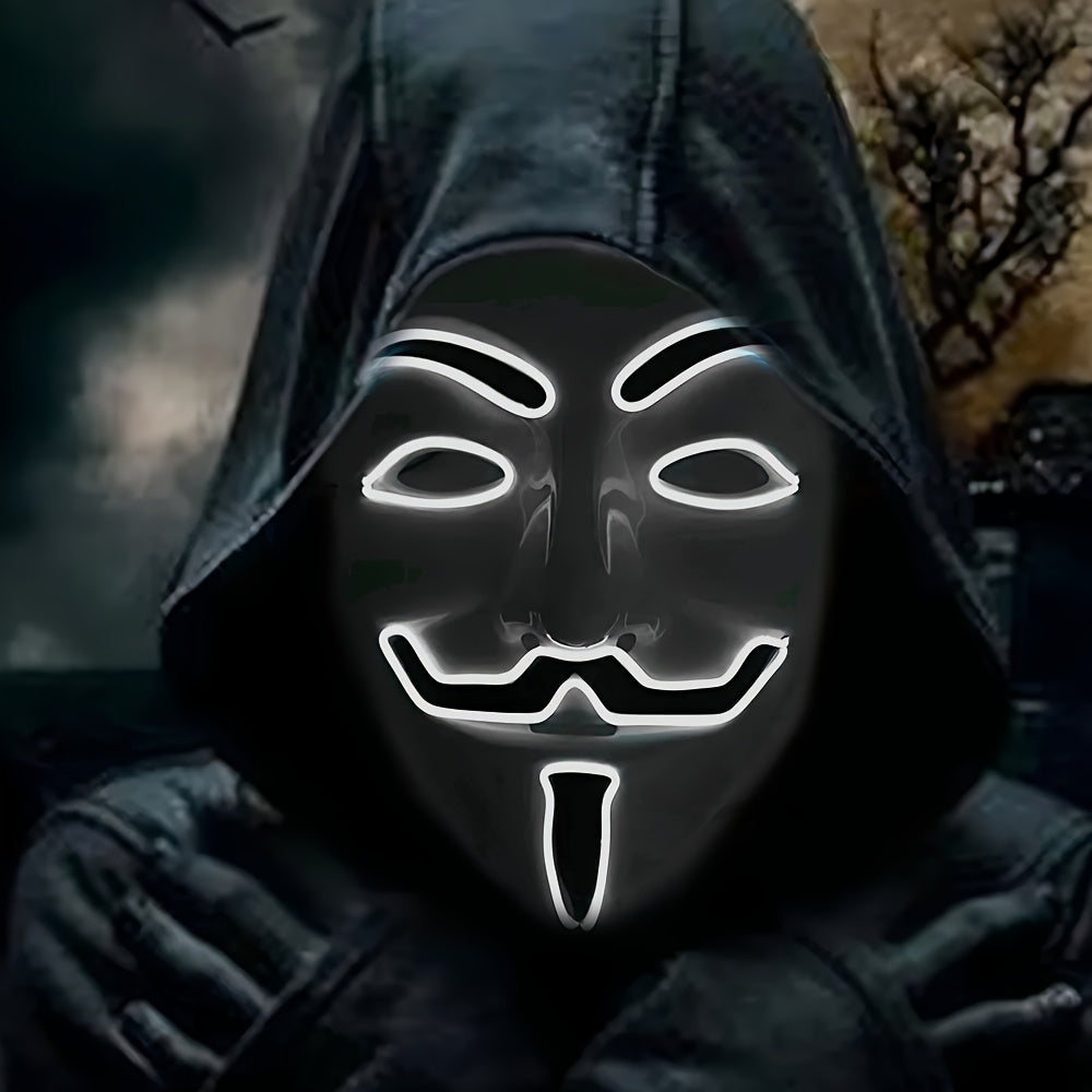 Men’s Scary LED Halloween Mask | Light Up Anonymous Cosplay 7